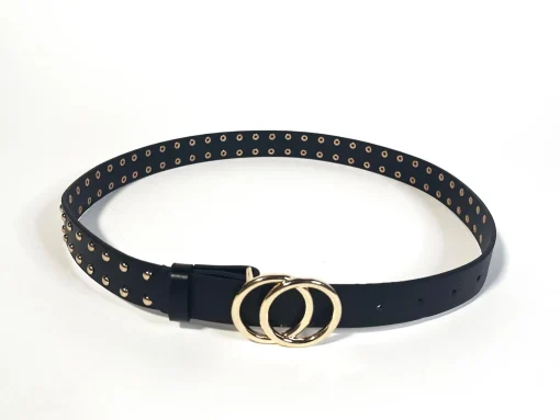 Glamorous Belts|Black-Gold Studded Belt -
