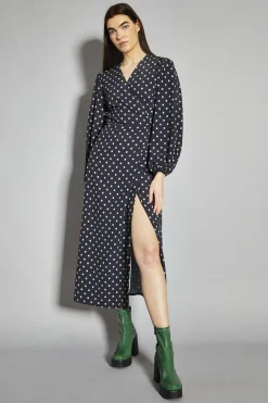 Glamorous Day Dresses|Maxi Dresses|Black-Green Geo-Daisy Wrap Maxi-Dress -
