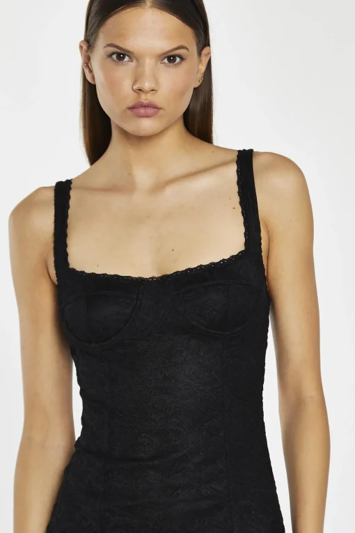 Glamorous Party Dresses|Going Out Dresses|Black-Lace Corset Mini-Dress -