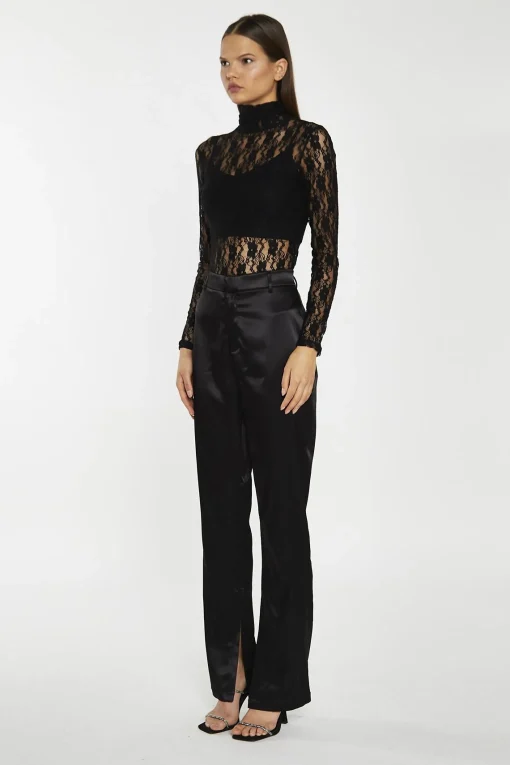 Glamorous Crops, Corsets & Bodysuits|Black-Lace High-Neck Bodysuit -