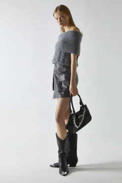 Glamorous Mini Skirts|Black-Marble PU Wrap Cargo Mini-Skirt -