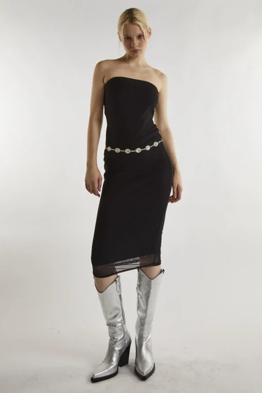Glamorous Day Dresses|Party Dresses|Black-Mesh Bandeau Bodycon Midaxi-Dress -