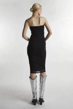 Glamorous Day Dresses|Party Dresses|Black-Mesh Bandeau Bodycon Midaxi-Dress -