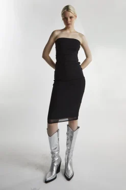 Glamorous Day Dresses|Party Dresses|Black-Mesh Bandeau Bodycon Midaxi-Dress -