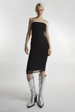 Glamorous Day Dresses|Party Dresses|Black-Mesh Bandeau Bodycon Midaxi-Dress -