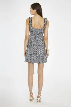 Glamorous Day Dresses|Mini Dresses|Black-Multi Daisy Gathered Tiered Mini-Dress -
