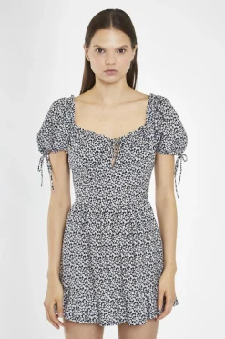Glamorous Playsuits|Black-Multi Daisy Tie-Back Playsuit -