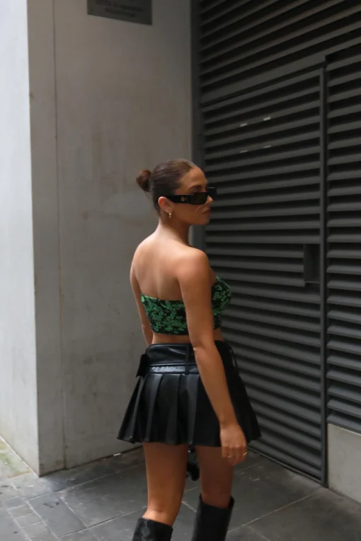 Glamorous Going Out Skirts|Glamorous Care: Our Sustainable Collection|Black-PU Belted Pleated Mini-Skirt -