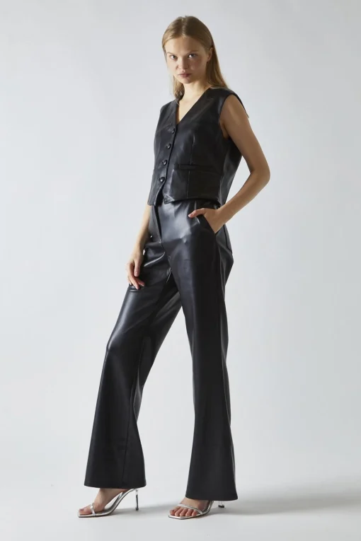 Glamorous Co-ords|Coats|Black-PU Classic-Waistcoat -