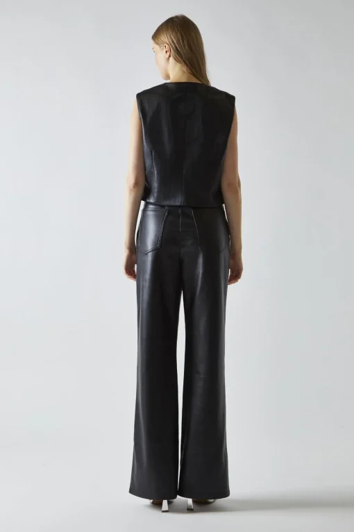 Glamorous Co-ords|Coats|Black-PU Classic-Waistcoat -