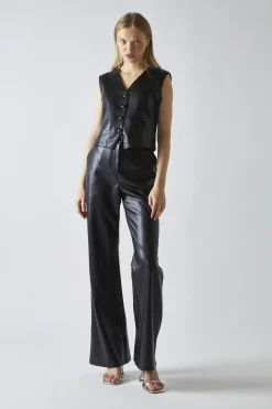 Glamorous Co-ords|Coats|Black-PU Classic-Waistcoat -