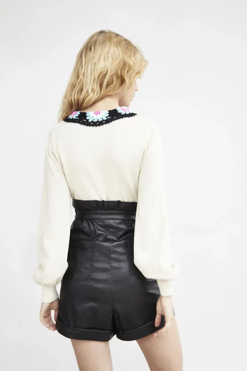 Glamorous Woven Shorts|Black-PU Paper-Bag Shorts -