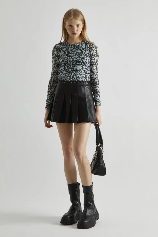 Glamorous Going Out Skirts|Mini Skirts|Black-PU Pleated Mini-Skirt -