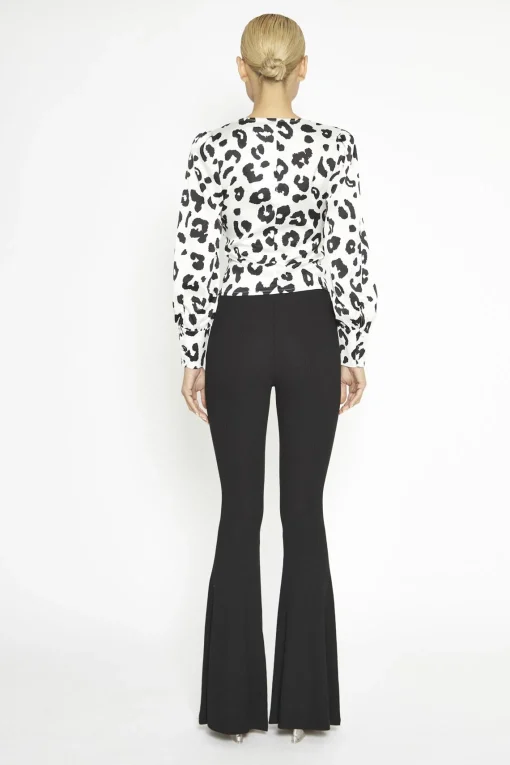 Glamorous Flares|Black-Rib High-Waisted Flared-Trousers -