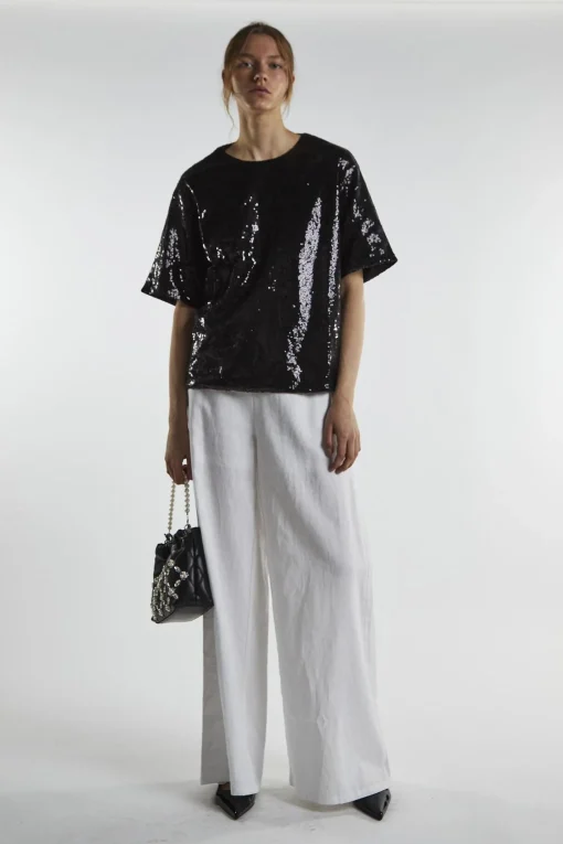 Glamorous Going Out Tops|Black-Sequin Oversized-Top -