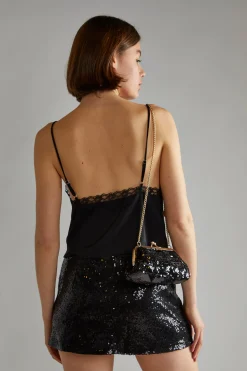 Glamorous Workwear|Go To Partywear|Black-Sequin Peplum Mini-Skirt -