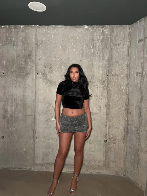 Glamorous Mini Skirts|Black-Silver Mini-Skirt -