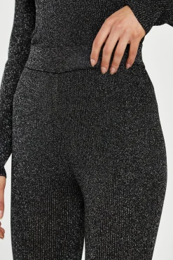 Glamorous Go To Partywear|Co-ords|Black-Silver Rib Flared Trousers -