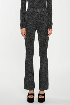 Glamorous Go To Partywear|Co-ords|Black-Silver Rib Flared Trousers -