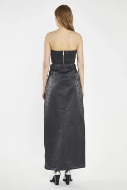 Glamorous Going Out Tops|Co-ords|Black-Snake Pu Bandeau Crop-Top -