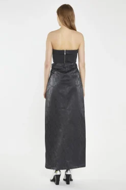 Glamorous Going Out Skirts|Co-ords|Black-Snake PU Centre-Split Midi-Skirt -