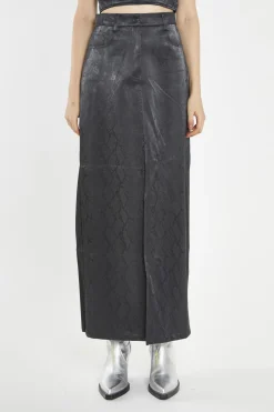 Glamorous Going Out Skirts|Co-ords|Black-Snake PU Centre-Split Midi-Skirt -
