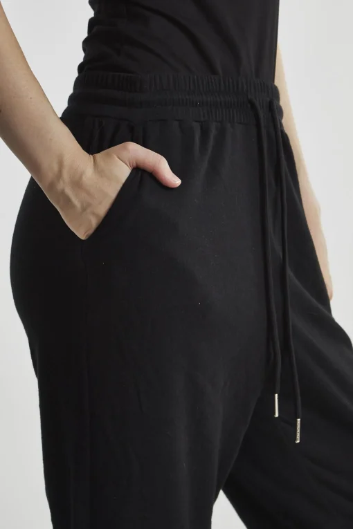 Glamorous Loungewear|Black-Towelling High-Waisted Cuffed Joggers -