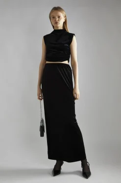 Glamorous Going Out Skirts|Glamorous Studio|Black-Velvet Maxi-Skirt -