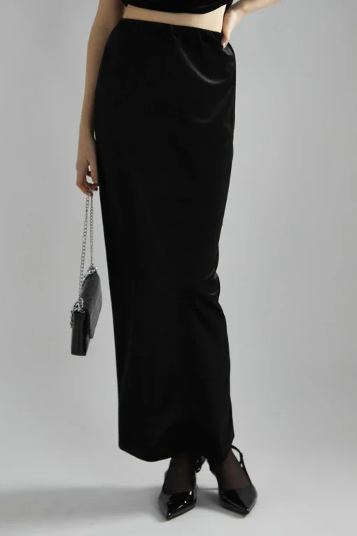 Glamorous Going Out Skirts|Glamorous Studio|Black-Velvet Maxi-Skirt -