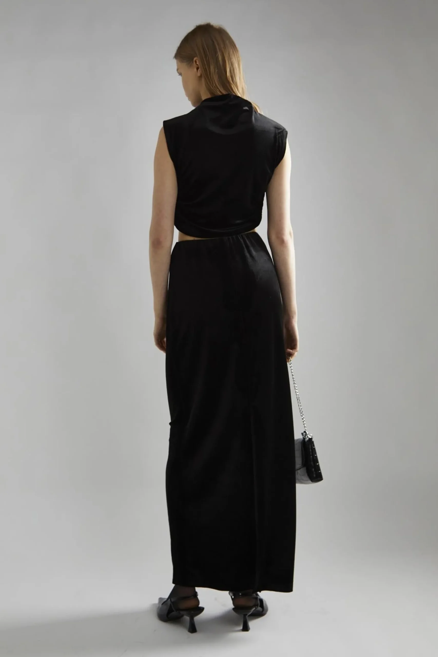 Glamorous Going Out Tops|Glamorous Studio|Black-Velvet Ruched Crop-Top -