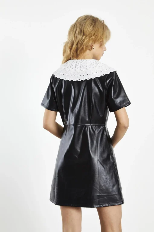 Glamorous Day Dresses|Mini Dresses|Black-White Collared A-Line Mini-Dress -