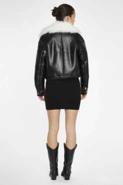 Glamorous Faux Fur & Leather|Jackets|Black-White Faux-Fur PU Jacket -
