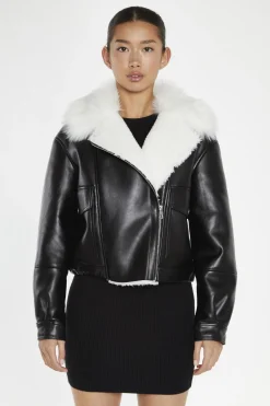 Glamorous Faux Fur & Leather|Jackets|Black-White Faux-Fur PU Jacket -