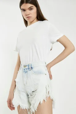Glamorous Chic Escapes|Denim Shorts|Bleach Acid Distressed Denim Shorts -