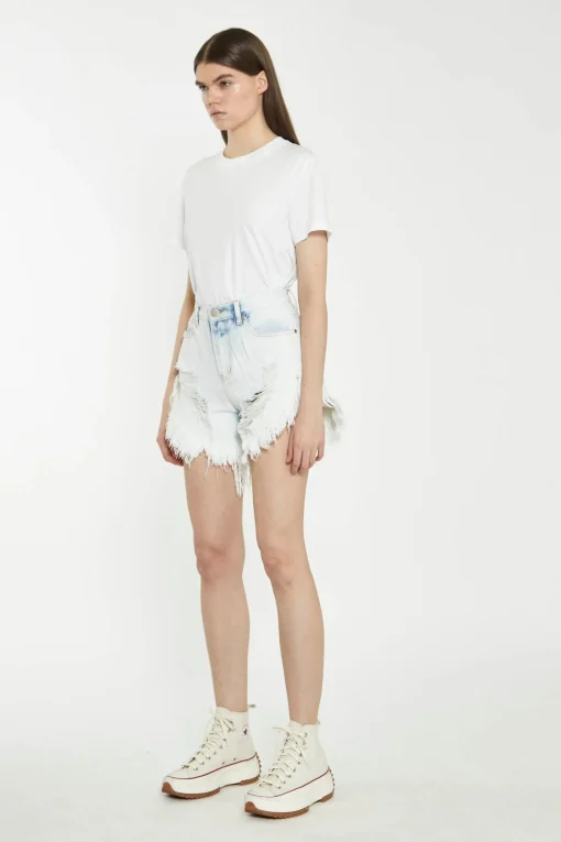 Glamorous Chic Escapes|Denim Shorts|Bleach Acid Distressed Denim Shorts -