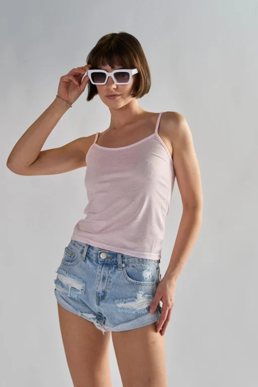 Glamorous Denim Shorts|Bleach Stonewash Distressed Denim Shorts -