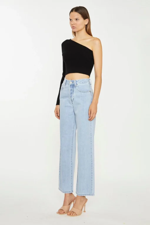 Glamorous Chic Escapes|Straight Leg Jeans|Bleach Stonewash Straight Leg Jeans -