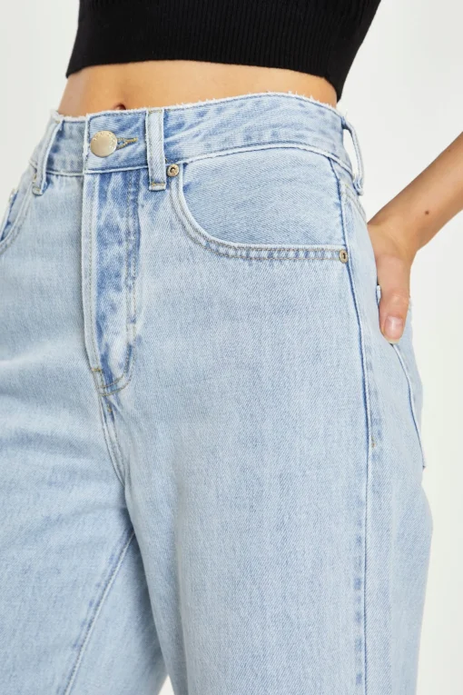Glamorous Chic Escapes|Straight Leg Jeans|Bleach Stonewash Straight Leg Jeans -