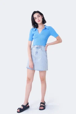 Glamorous Denim Skirts|Mini Skirts|Bleach Wash Denim Mini-Skirt -