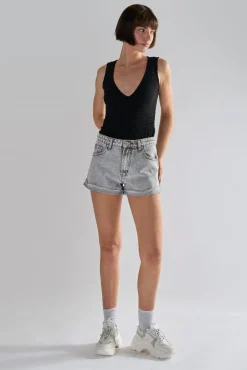 Glamorous Denim Shorts|Bleach-Acid Black Denim Shorts -