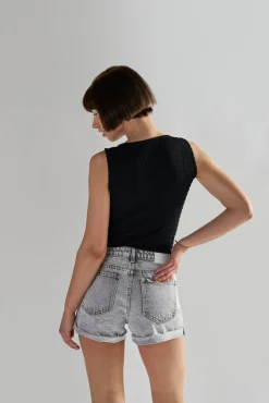 Glamorous Denim Shorts|Bleach-Acid Black Denim Shorts -