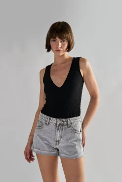 Glamorous Denim Shorts|Bleach-Acid Black Denim Shorts -