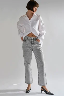 Glamorous Straight Leg Jeans|Bleach-Acid Black Straight Jeans -