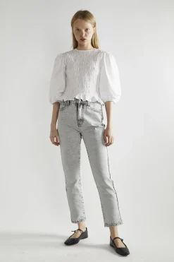 Glamorous Straight Leg Jeans|Bleach-Acid Black Straight Jeans -
