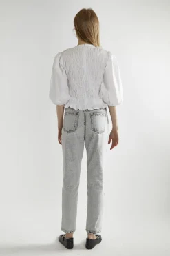 Glamorous Straight Leg Jeans|Bleach-Acid Black Straight Jeans -