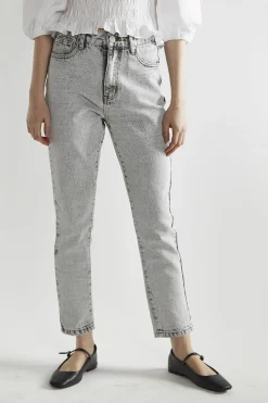 Glamorous Straight Leg Jeans|Bleach-Acid Black Straight Jeans -