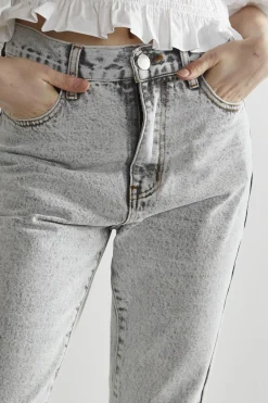 Glamorous Straight Leg Jeans|Bleach-Acid Black Straight Jeans -