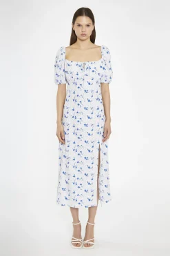 Glamorous Day Dresses|Midi & Midaxi Dresses|Blue Dot Vintage Floral Milkmaid Midi-Dress -