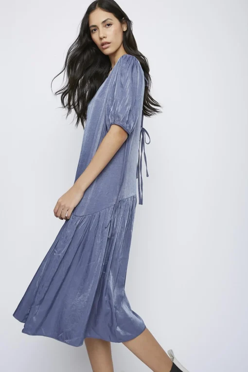 Glamorous Day Dresses|Midi & Midaxi Dresses|Blue Tie-Back- Midi-Dresses -