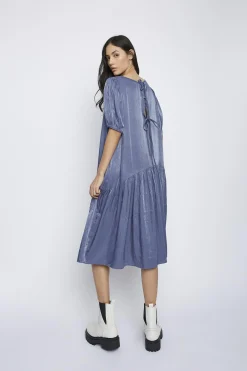 Glamorous Day Dresses|Midi & Midaxi Dresses|Blue Tie-Back- Midi-Dresses -